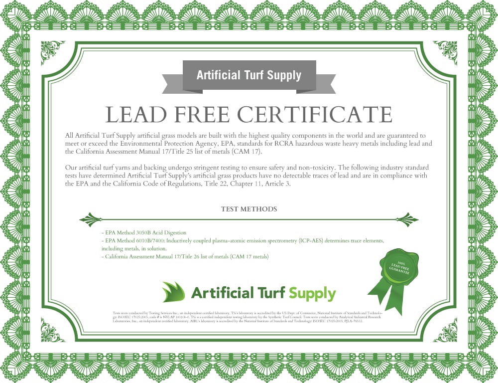 lead free certificate